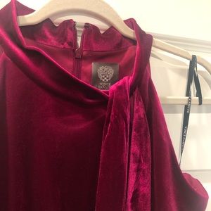 vince camuto pink suede halter neck dress